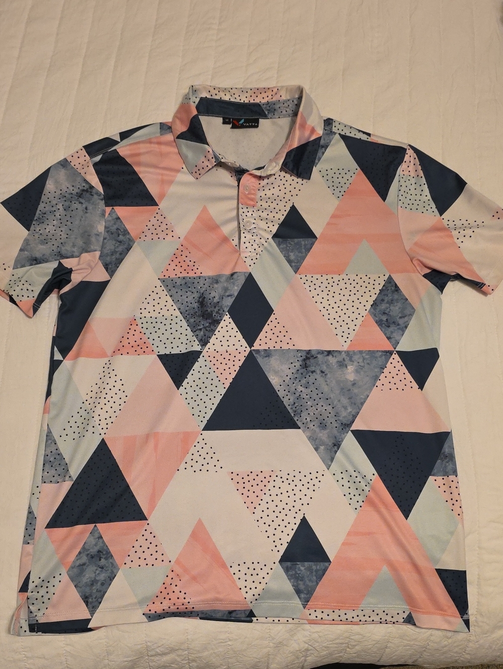 Men's Geometric Triangle Polo - Navy & Pink